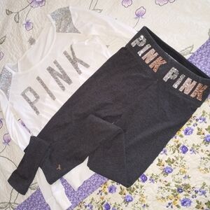 Vintage Y2K VS Victoria Secret Yoga Bling Pants Top Shirt Bling Outfit Oversized